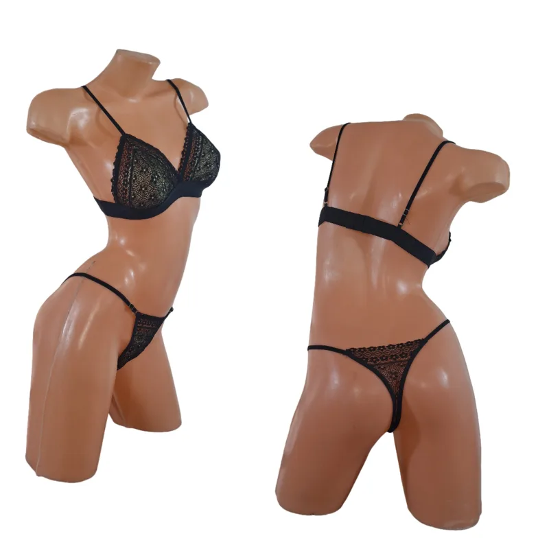 Conjunto Luana Sexy Puntilla y Encaje Corpiño Sin Aro Colaless (art 5103) Talle 85 al 100