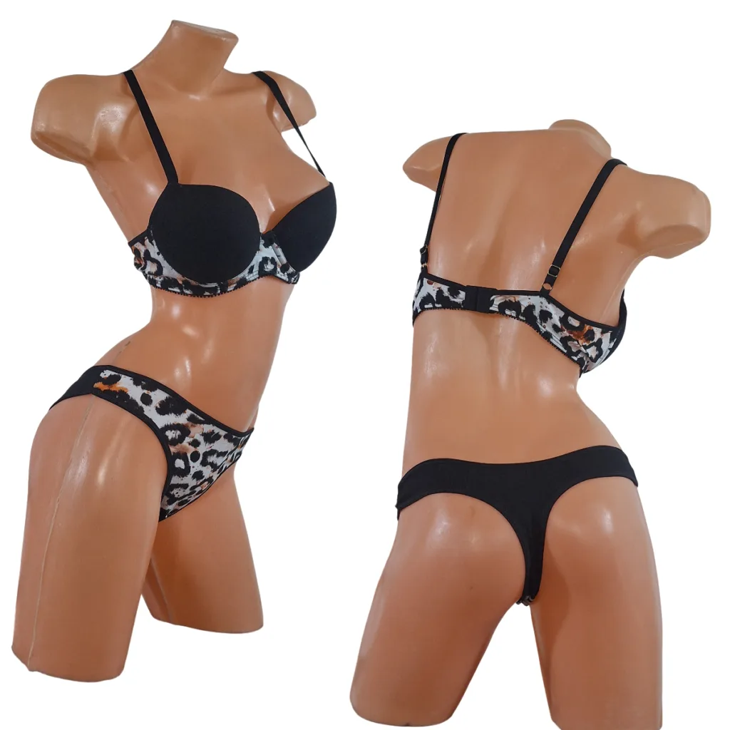 Conjunto Animal Print Bustier Soft Push Up (art 5107) Talle 85 al 100