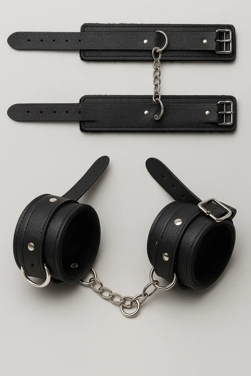 Esposas de Cuero con Cadena y Hebilla Regulable