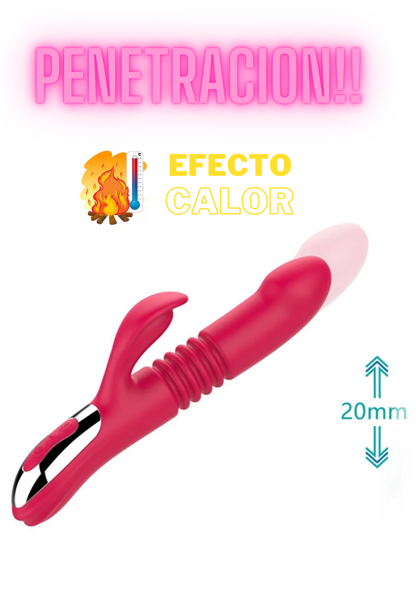 Vibrador Stretch 12 funciones con Penetración y Calentador - Sube y Baja - Imagen 2